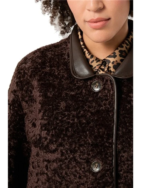 GIACCA IN ECO PELLE REVERSIBILE CON EFFETTO SOFFICE E TESSUTO SPALMATO DONNA MARRONE