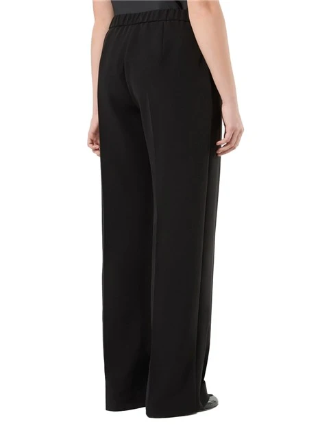 PANTALONI PALAZZO IN TESSUTO DIAGONALE BIELASTICO DONNA NERO