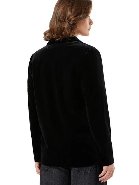 BLAZER IN VELLUTO CON REVERS E CHIUSURA A BOTTONI DONNA NERO