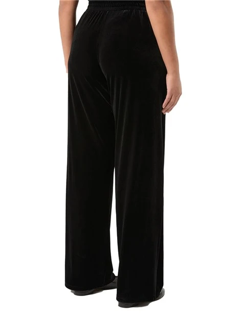PANTALONI PALAZZO IN JERSEY DI VELLUTO CON ELASTICO IN VITA DONNA NERO
