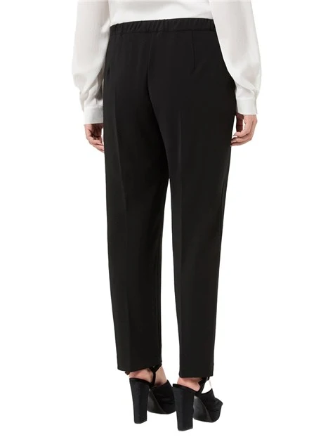 PANTALONI A SIGARETTA  SLIM IN JERSEY SCUBA CRÊPE STRETCH DONNA NERO