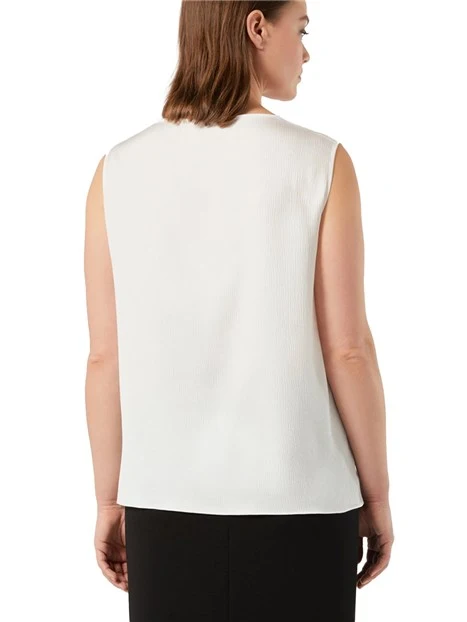 TOP IN RASO MARTELLATO CON MANICHE APPLICABILI DONNA BIANCO