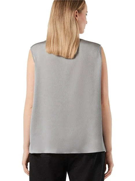 TOP IN RASO MARTELLATO CON MANICHE APPLICABILI DONNA GRIGIO