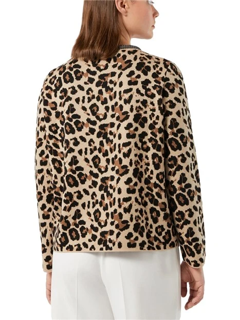 MAGLIA GIROCOLLO IN MISTO LANA JACQUARD PIQUET CON STRASS DONNA BEIGE