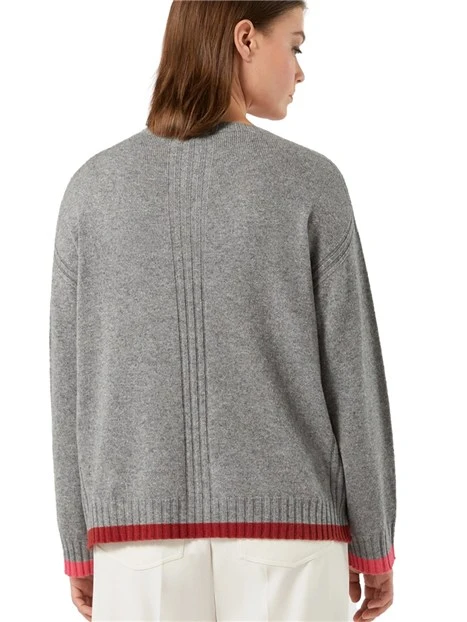 MAGLIA GIROCOLLO N MISTO CASHMERE CON LAVORAZIONE A COSTE DONNA GRIGIO