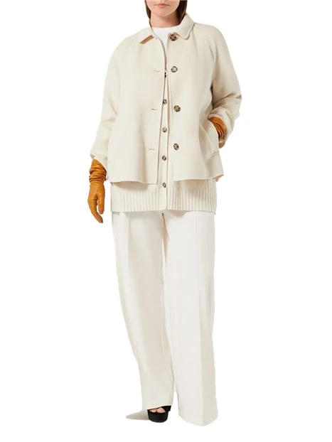 CAPPOTTO CORTO IN PANNO DOUBLE SVASATO DONNA AVORIO