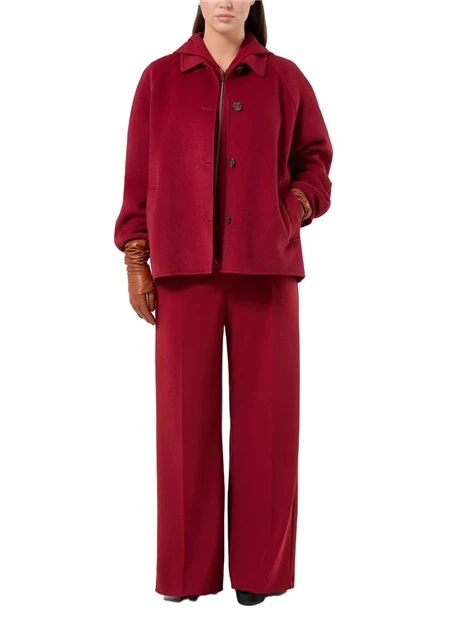 CAPPOTTO CORTO IN PANNO DOUBLE SVASATO DONNA BORDEAUX