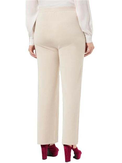 PANTALONI PALAZZO IN VISCOSA STRETCH DONNA AVORIO
