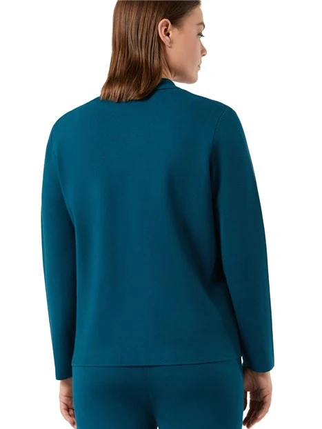 GIACCA CORTA IN VISCOSA STRETCH PUNTO STOFFA CON ZIP DONNA BLU