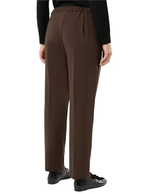 PANTALONI CHINO SLIM IN JERSEY SCUBA CRÊPE DONNA MARRONE