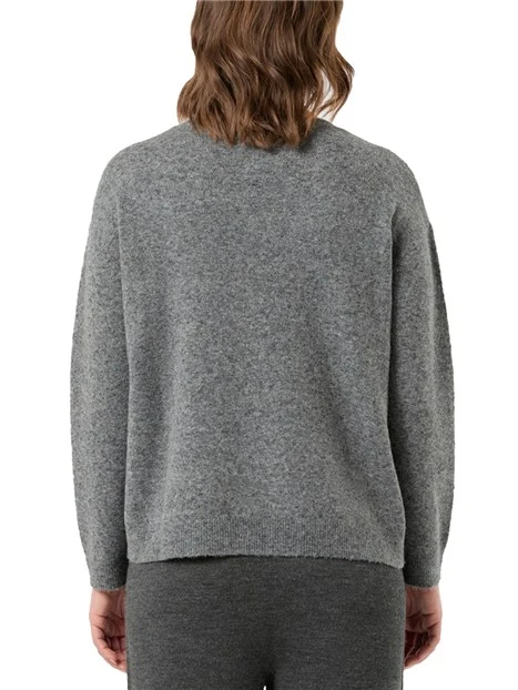 MAGLIA GIROCOLLO CON STRASS IN MISTO LANA E ALPACA DONNA GRIGIO
