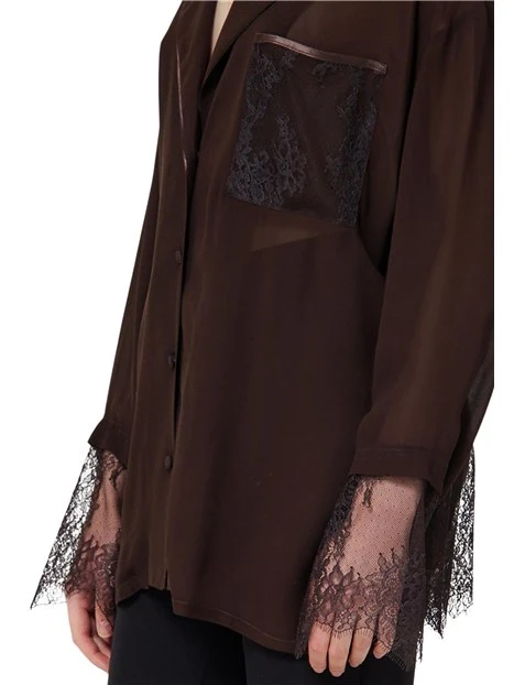 CAMICIA ELEGANTE A MANICHE LUNGHE IN PIZZO DONNA