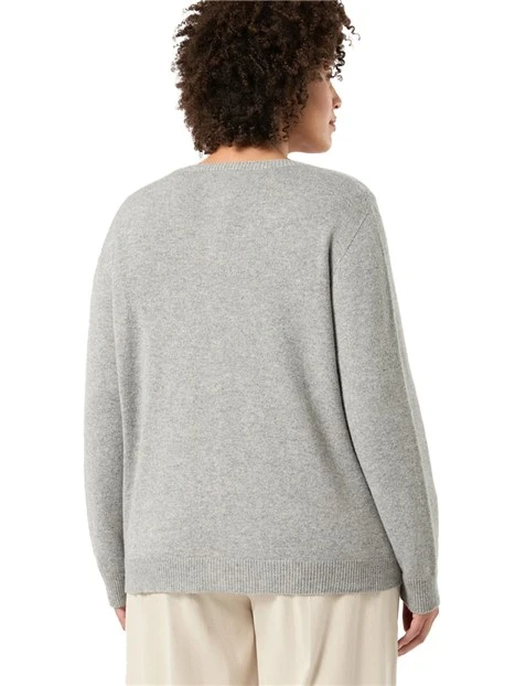 CARDIGAN IN MISTO LANA E CACHEMIRE DONNA GRIGIO