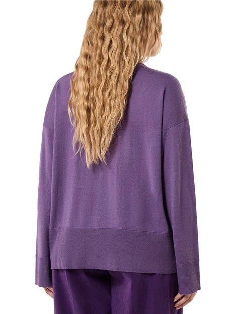 MAGLIA CON SCOLLO A V MODELLO POLO  IN MISTO LANA DONNA VIOLA