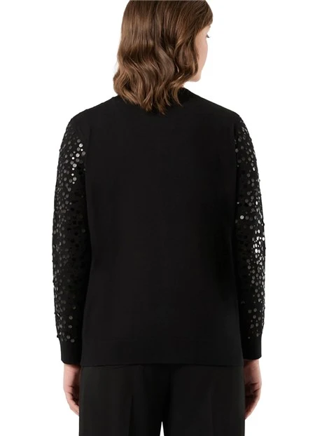CARDIGAN CON PAILLETTES CON TOP INCLUSO  DONNA NERO