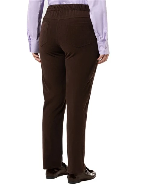 PANTALONI CHINO SLIM IN VELLUTO A COSTINE 1000 RIGHE DONNA MARRONE