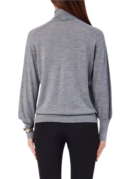 MAGLIA DOLCEVITA CON BOTTONI SUL COLLO DONNA GRIGIO MELANGE