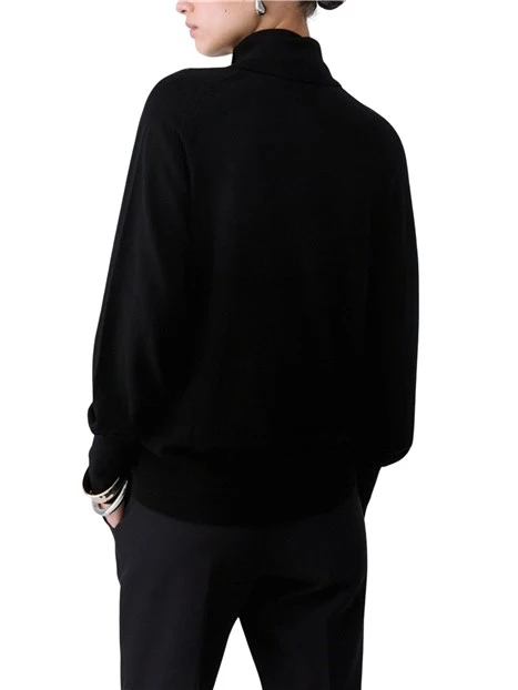 MAGLIA DOLCEVITA CON BOTTONI SUL COLLO DONNA NERO