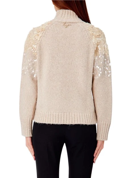 MAGLIA DOLCEVITA CON RICAMO PAILETTE DONNA GOLD ROSE