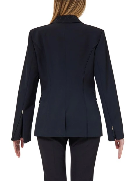 GIACCA BLAZER MONOPETTO CON ZIP E INSERTO SU MANICA DONNA NERO
