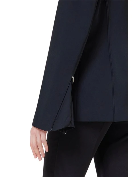 GIACCA BLAZER MONOPETTO CON ZIP E INSERTO SU MANICA DONNA NERO
