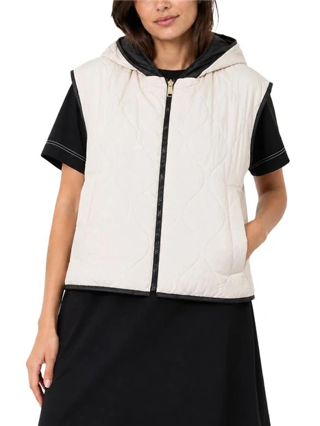GILET CORTO REVERSIBILE IMBOTTITO CON CAPPUCCIO DONNA