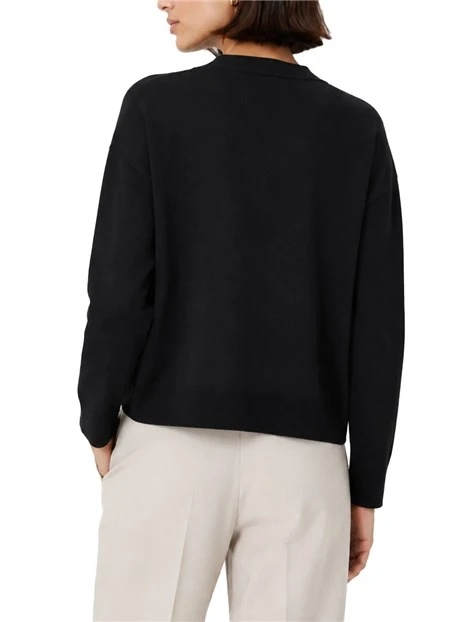 CARDIGAN CON SCOLLO A V IN VISCOSA CRÊPE DONNA NERO