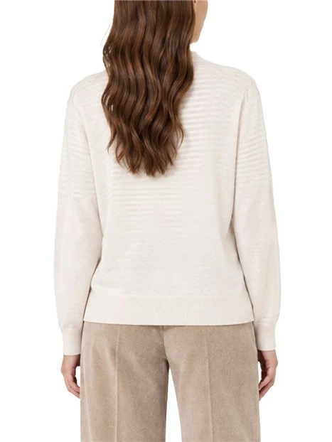 CARDIGAN CON SCOLLO A V IN LANA SETA E CASHMERE DONNA AVORIO