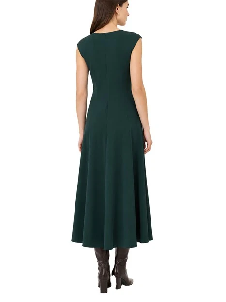 VESTITO LUNGO SMANICATO SVASATO CON SCOLLO A V DONNA VERDE