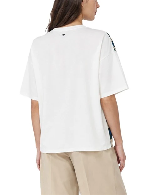 T-SHIRT MANICA CORTA IN COTONE CON INSERTO FRONTALE IN SETA DONNA