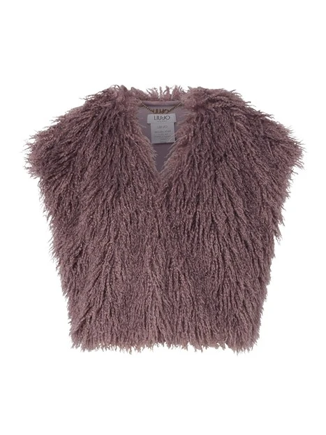 GILET CROPPED MONOPETTO SMANICATO CON APPLICAZIONE DI STRASS DONNA VIOLA