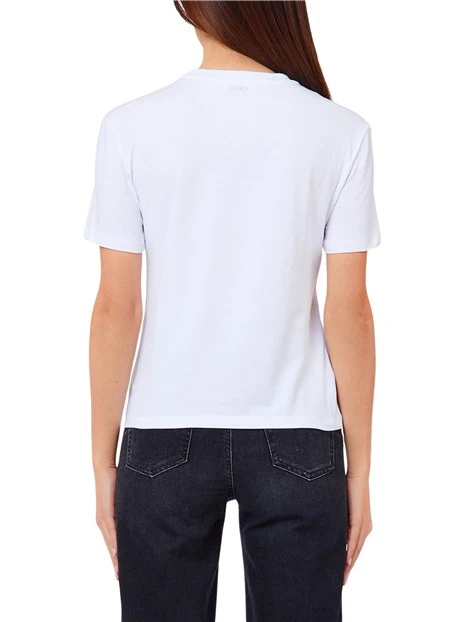 T-SHIRT MANICHE CORTE CON APPLICAZIONI GIOIELLO DONNA BIANCO