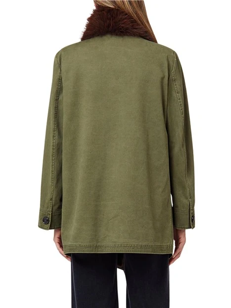 CAPPOTTO LUNGO STILE PARKA CON COLLO IN PELLICCIA DONNA VERDE