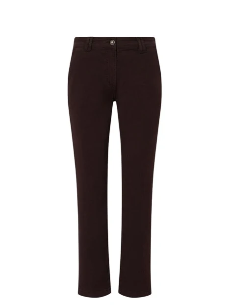 PANTALONE CHINO E A SIGARETTA CON BOTTONE GIOIELLO DONNA MARRONE