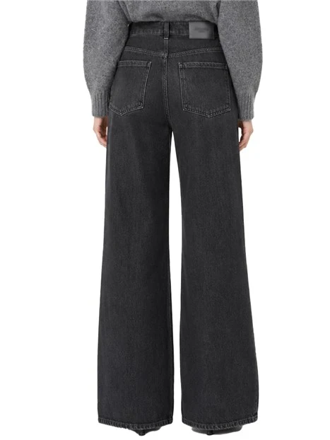 JEANS PALAZZO CINQUE TASCHE CON LABEL LOGATE DONNA NERO