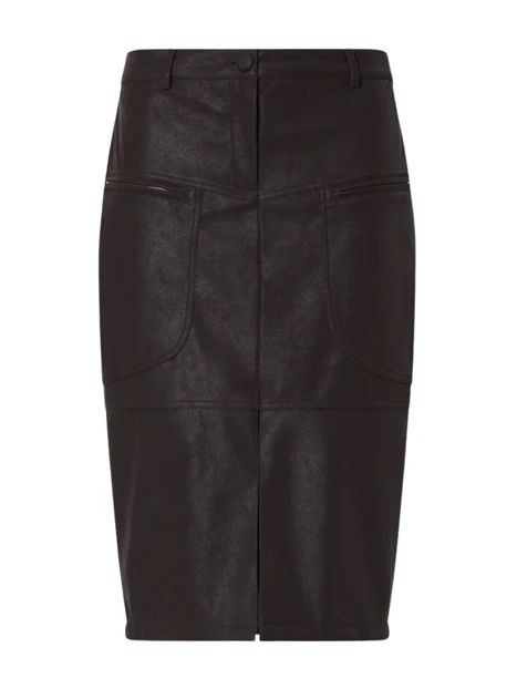 GONNA LUNGA MIDI IN TESSUTO SPALMATO A TUBINO DONNA MARRONE