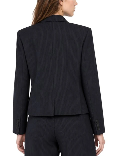 BLAZER CROP DOPPIOPETTO GESSATO DONNA BLU