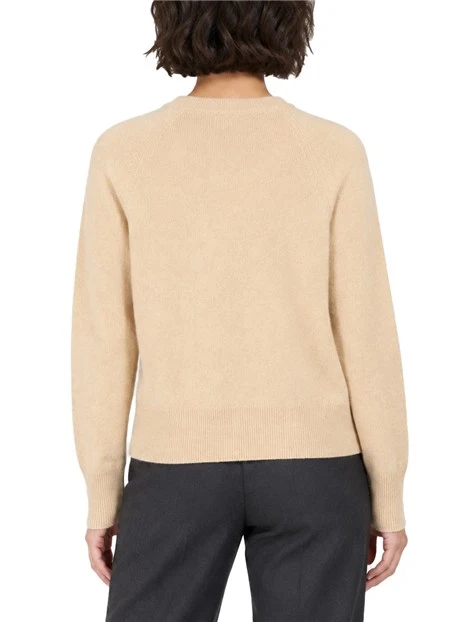 MAGLIA CON SCOLLO A V IN PURO CASHMERE DONNA BEIGE