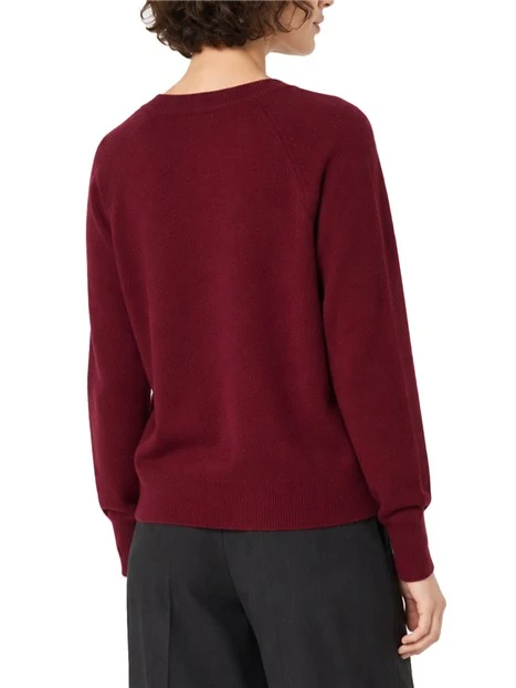 MAGLIA CON SCOLLO A V IN PURO CASHMERE DONNA BORDEAUX