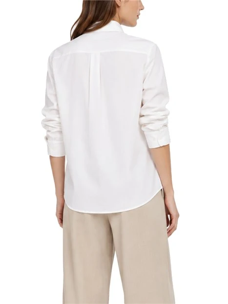 CAMICIA OXFORD CON LOGO RICAMATO DONNA BIANCO