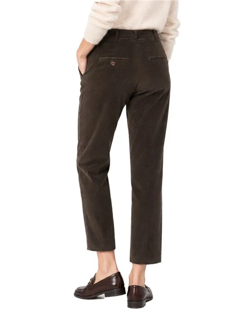 PANTALONI CROPPED IN VELLUTO MILLERIGHE DONNA MARRONE