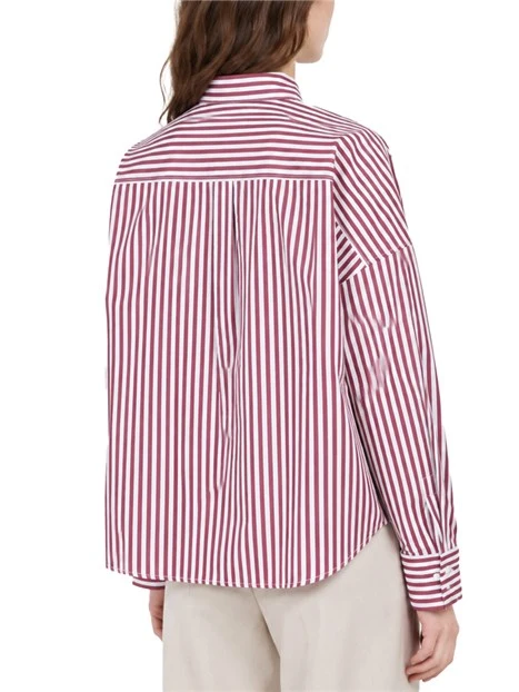 CAMICIA BOXY IN POPELINE DI PURO COTONE DONNA BORDEAUX