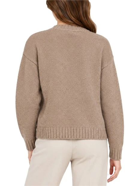 CARDIGAN IN PURA LANA CON SCOLLO A V DONNA MARRONE