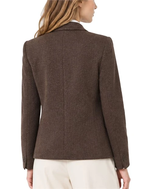 BLAZER MONOPETTO IN JERSEY JACQUARD DONNA MARRONE