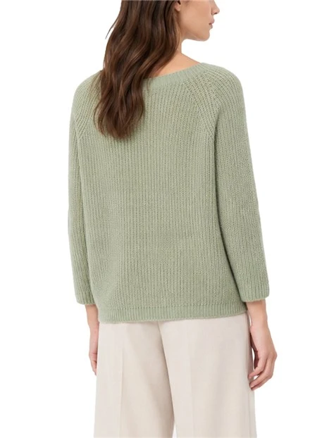 MAGLIA GIROCOLLO IN MISTO MOHAIR LAVORATA A PUNTO PANNOCCHIA DONNA VERDE