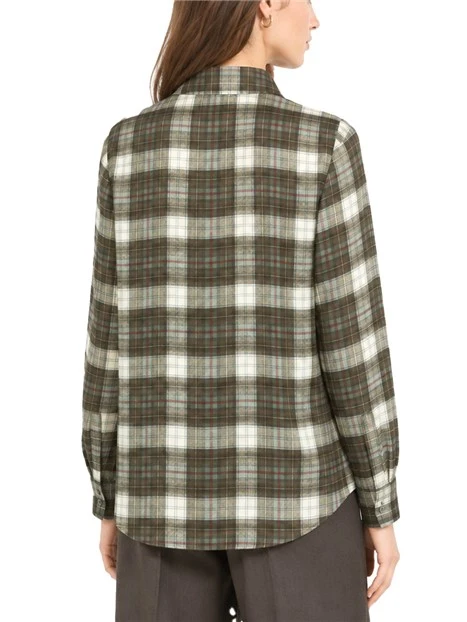 CAMICIA IN TWILL DI PURA SETA CON MOTIVO CHECK DONNA VERDE