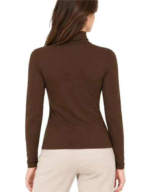 MAGLIA DOLCEVITA IN JERSEY DI VISCOSA STRETCH DONNA MARRONE