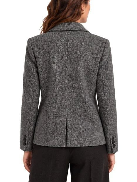 GIACCA CORTA DOPPIOPETTO IN JERSEY MICRO JACQUARD DONNA GRIGIO