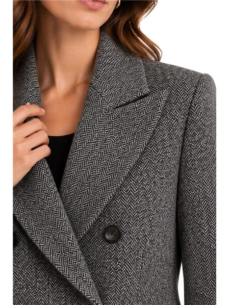 GIACCA CORTA DOPPIOPETTO IN JERSEY MICRO JACQUARD DONNA GRIGIO