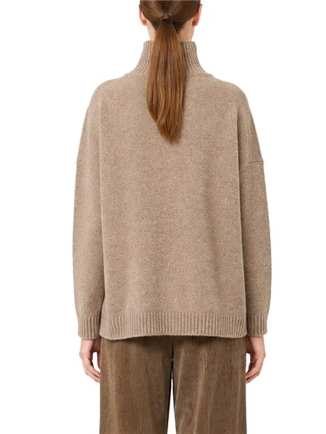 MAGLIA DOLCEVITA AMPIA IN FILATO DI PURA LANA DONNA  MARRONE
